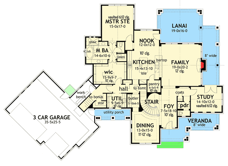 Plan 16853WG: Elegant 3-Bed Farmhouse with Great Outdoor Living Spaces - 2984 Sq Ft - Floor Plan - Main Level - Country, Craftsman, Farmhouse, Modern Farmhouse, New American, Traditional
