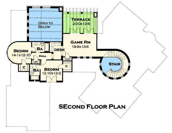 Plan 16857WG: Striking Mediterranean Home Plan - Floor Plan - Second Level - Hill Country, Mediterranean, Spanish, Tuscan
