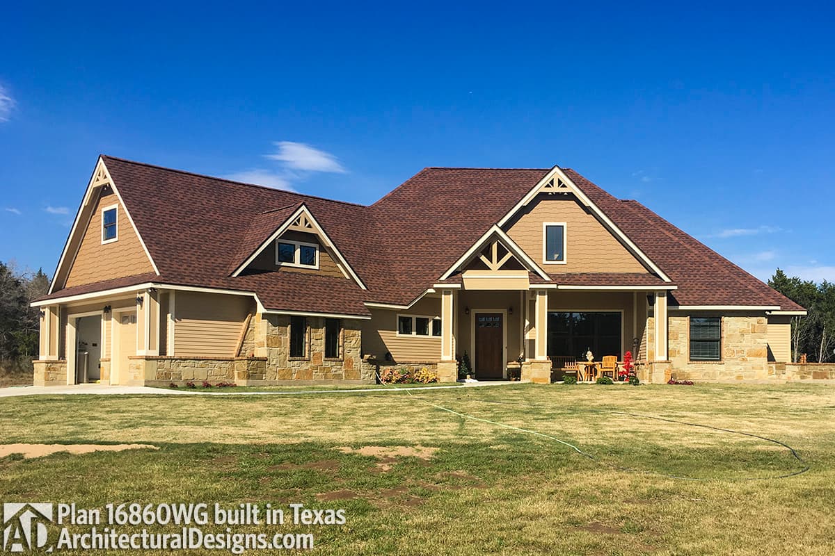 build gallery item - House Plan 16860WG built in Texas with modified garage