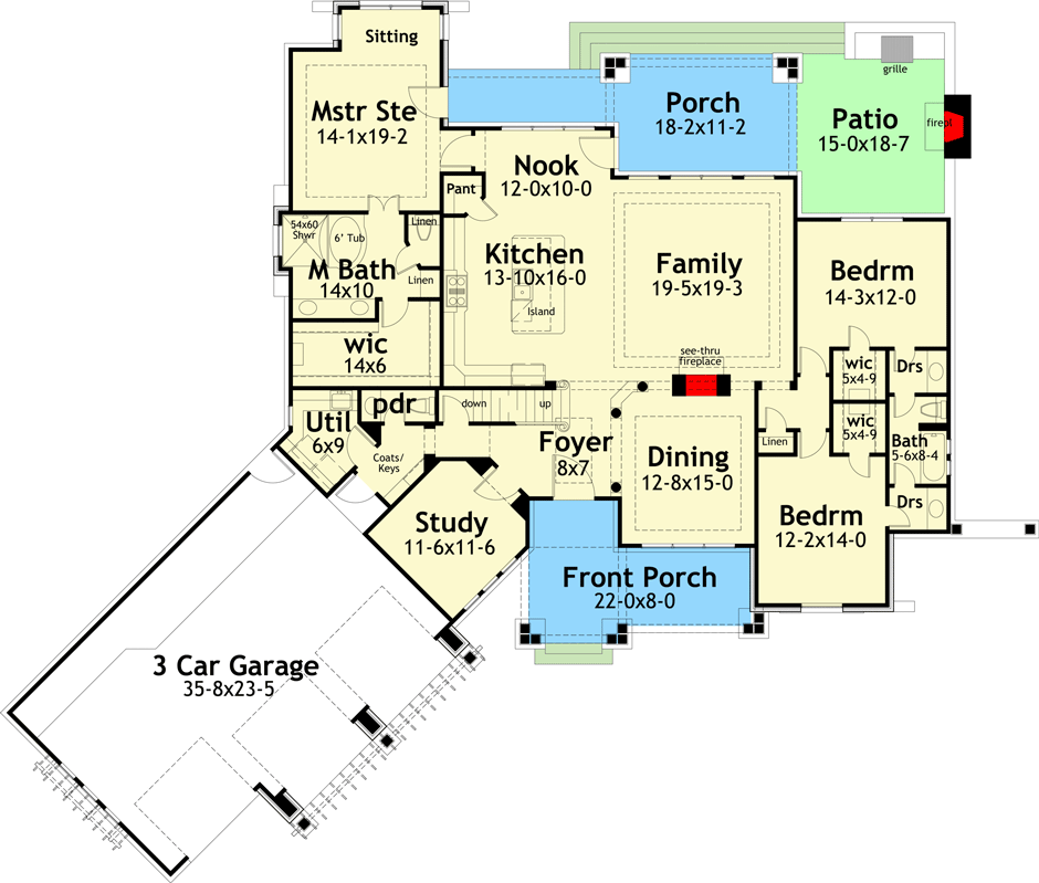 Plan 16860WG: New Look Mountain Retreat - Floor Plan - Main Level - Cottage, Craftsman, Mountain, Northwest, Rustic