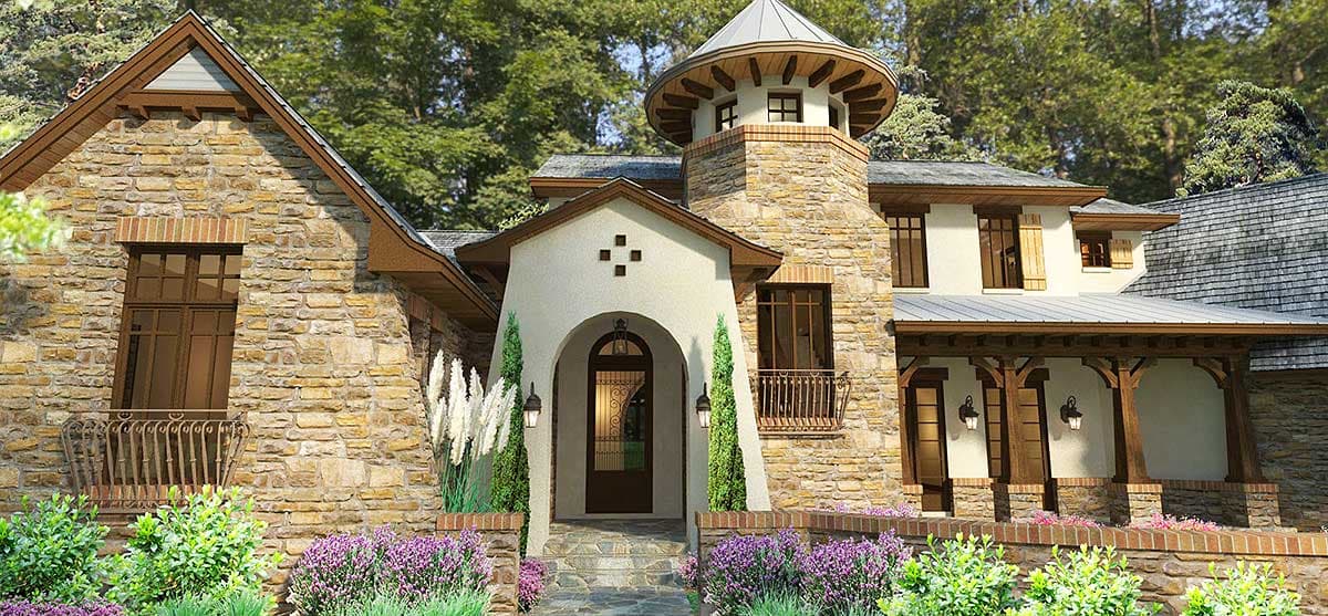 Plan 16864WG: Designer's Dream Home Plan with Guest Cottage - Image #4 - European, Tuscan
