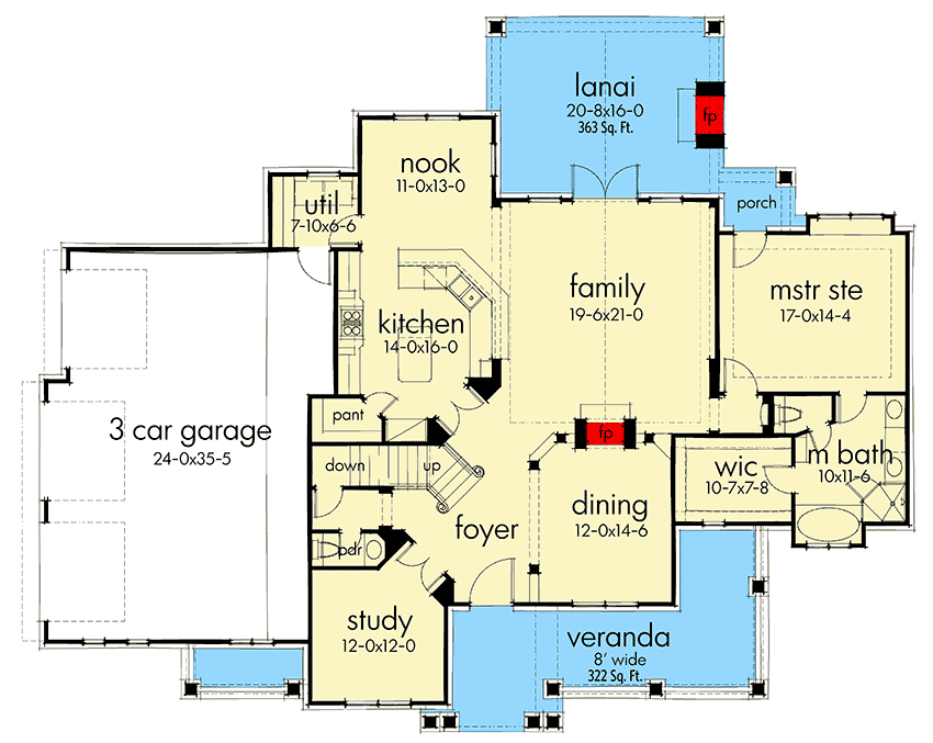 Plan 16865WG: Elegant Farmhouse Home Plan with Vaulted Family Room - Floor Plan - Main Level - Country, Farmhouse, Modern Farmhouse, New American