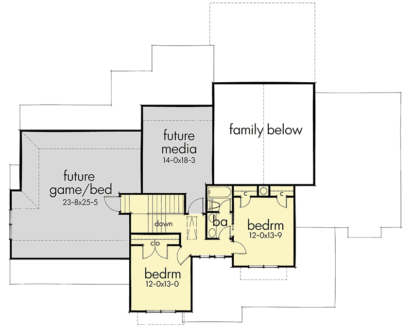 Plan 16865WG: Elegant Farmhouse Home Plan with Vaulted Family Room - Floor Plan - 2nd Floor - Country, Farmhouse, Modern Farmhouse, New American