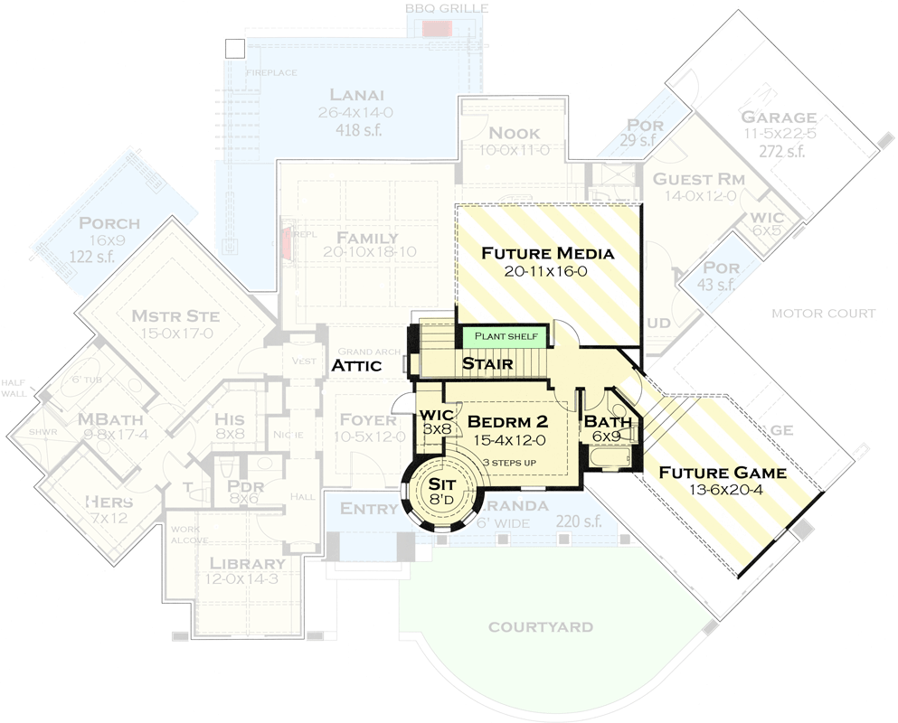 Plan 16884WG: Distinctive Cottage With Lanai and Courtyard - Floor Plan - 2nd Floor - Cottage, European, French Country, Mountain