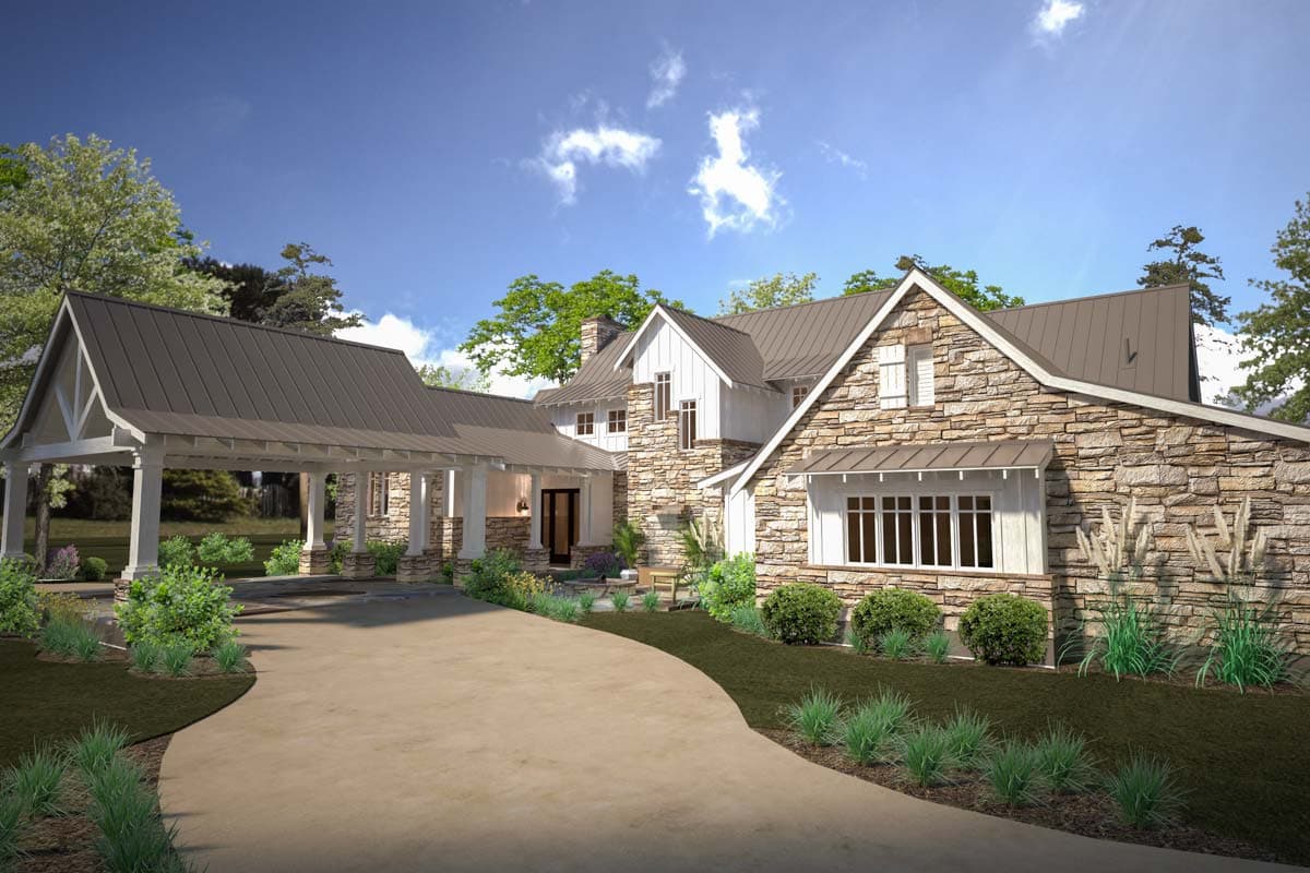 Plan 16885WG: Mountain Transitional House Plan with Great Porch with Fireplace - 4164 Sq Ft - Image #4 - Craftsman, Mountain, Transitional