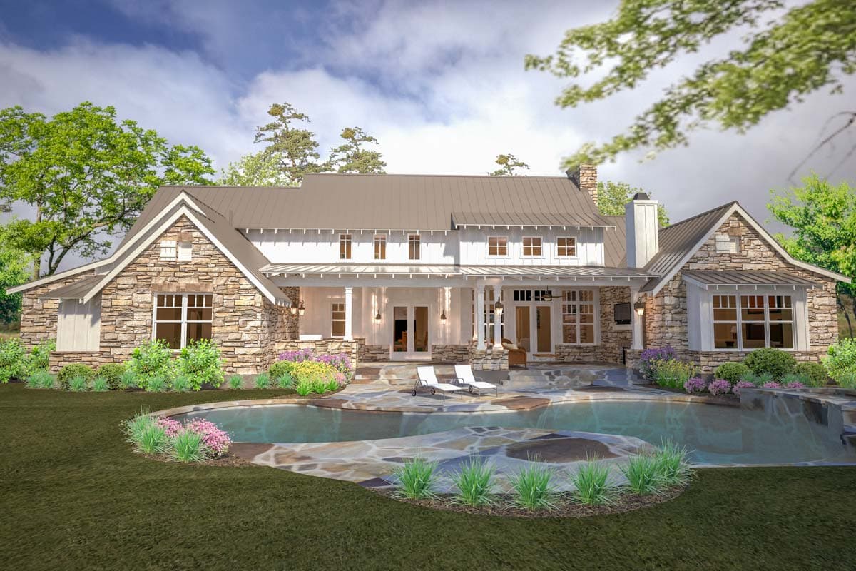 Plan 16885WG: Mountain Transitional House Plan with Great Porch with Fireplace - 4164 Sq Ft - Image #9 - Craftsman, Mountain, Transitional