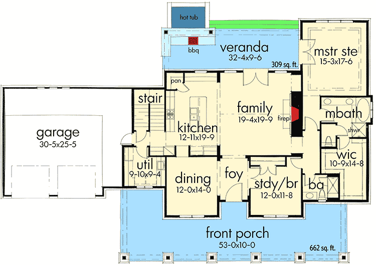 Plan 16889WG: Rockin' Farmhouse With Bonus Room - Floor Plan - Main Level - Country, Farmhouse, Modern Farmhouse, New American, Traditional