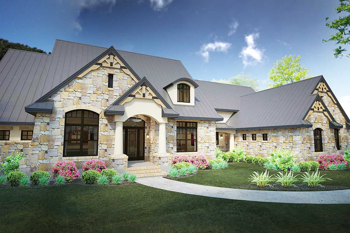 Plan 16892WG: Stone Clad House Plan with 2 Bonus Rooms - Image #4 - European, Hill Country, Mountain