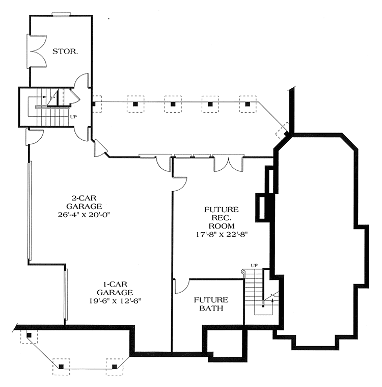 Plan 1747LV: Corner Veranda a Nice Touch - Floor Plan - Lower Level - Country, European, Southern