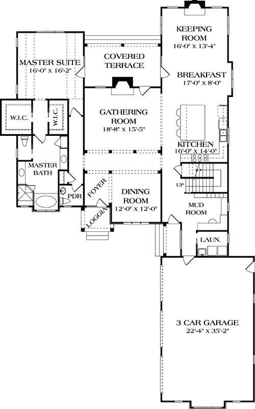Plan 17502LV: Stone & Stucco European Dream Home - Floor Plan - Main Level - European, Tudor