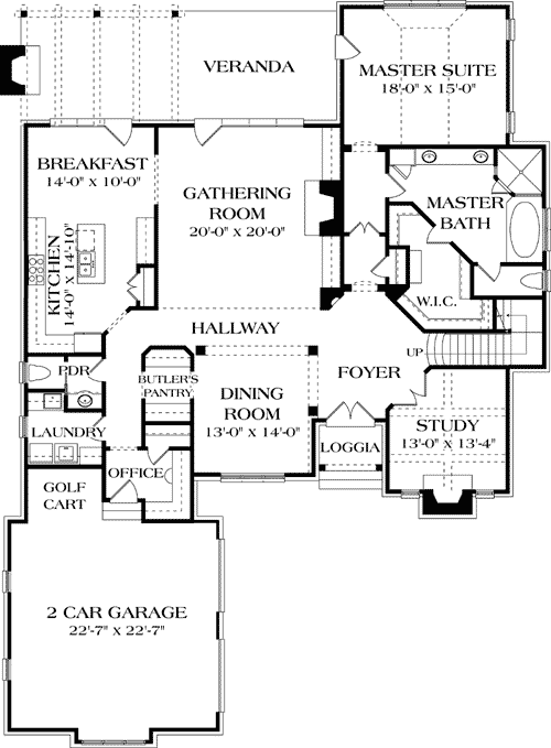 Plan 17507LV: Ornate Tudor Luxury Home Plan - Floor Plan - Main Level - European, Tudor