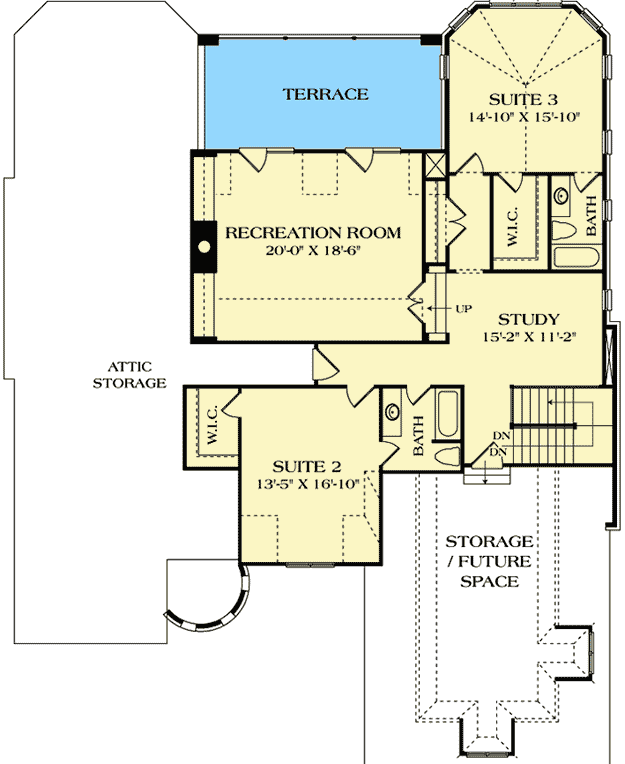 Plan 17508LV: English Tudor Luxury - Floor Plan - 2nd Floor - European, Tudor