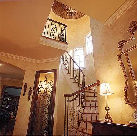 Plan 17509LV: Turreted Stair in Two-Story Library - Image #5 - European, French Country