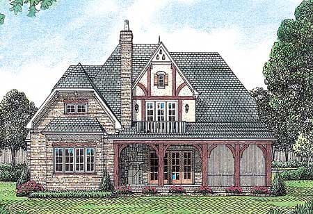 Plan 17509LV: Turreted Stair in Two-Story Library - Image #9 - European, French Country