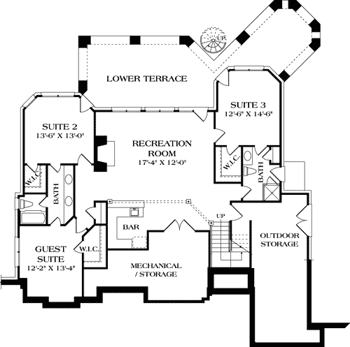 Plan 17512LV: Stone and Shake Dream Design - 3879 Sq Ft - Floor Plan - Lower Level - Cape Cod, Craftsman, Shingle
