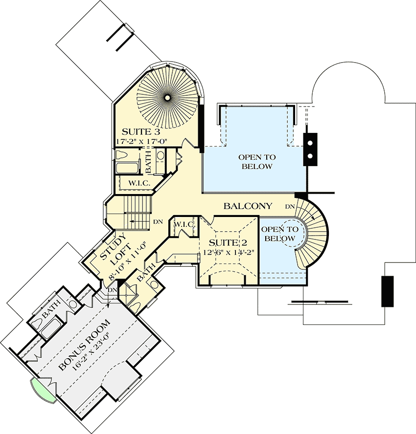 Plan 17527LV: Luxurious French Country Home Plan for a Rear Sloping Lot - Floor Plan - 2nd Floor - European, French Country