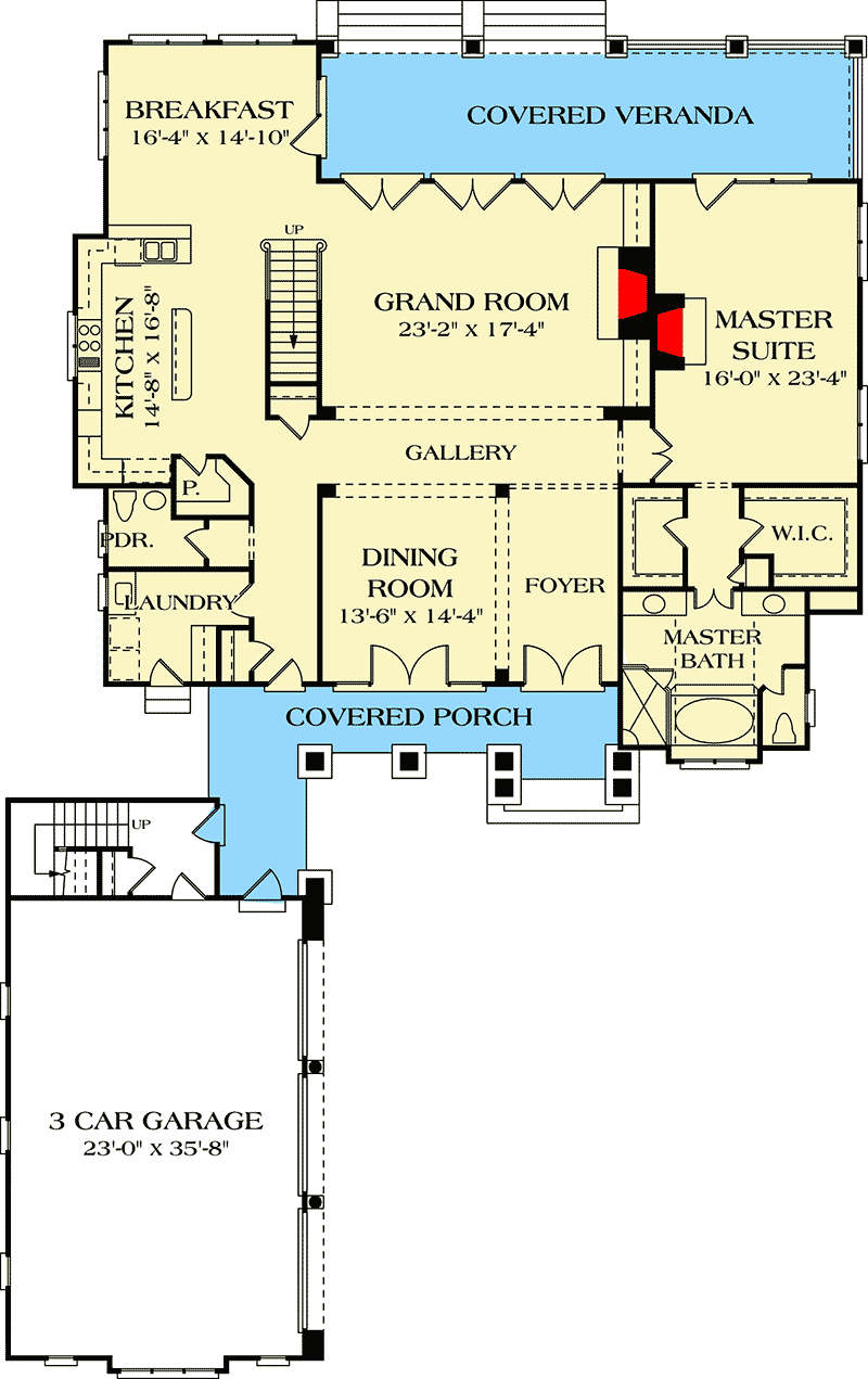 Plan 17530LV: Shingle Style with Welcoming Porch - Floor Plan - Main Level - Craftsman, Shingle