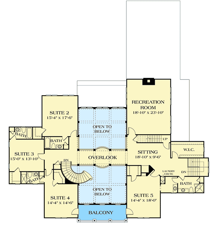 Plan 17539LV: 5-Bed Mediterranean Stunner - Floor Plan - 2nd Floor - European, Mediterranean