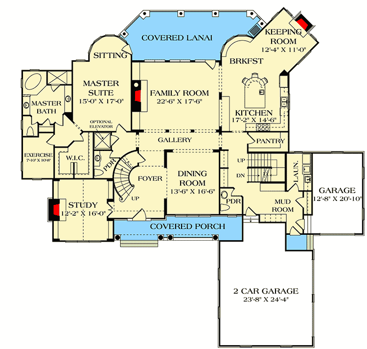 Plan 17544LV: Thoughtful Space - Floor Plan - Main Level - Shingle, Traditional