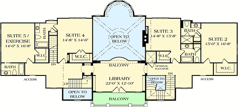 Plan 17551LV: Luxury Home Plan with Third Story Designed For Fun - Floor Plan - 2nd Floor - European, French Country