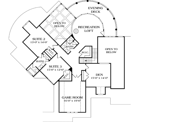 Plan 17572LV: Master Suite with Curved Lounge - Floor Plan - 2nd Floor - European, Traditional