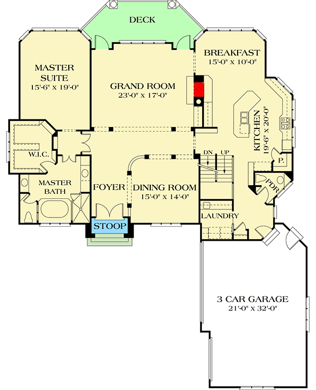 Plan 17574LV: Luxury 5-Bed Home Plan with Landscape Overlook - Floor Plan - Main Level - European, Georgian, Traditional