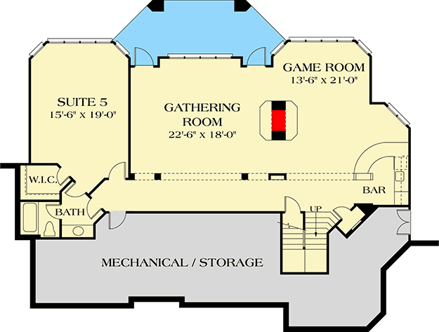 Plan 17574LV: Luxury 5-Bed Home Plan with Landscape Overlook - Floor Plan - Basement - European, Georgian, Traditional