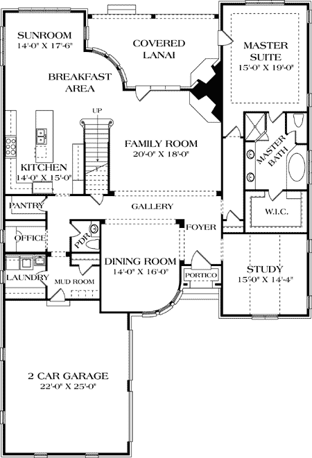 Plan 17578LV: Elegant Curved Turret - Floor Plan - Main Level - European, French Country