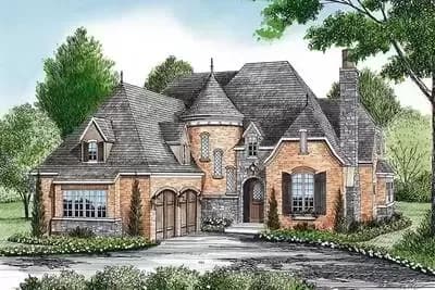 Charming European House Plan with Circular Stair