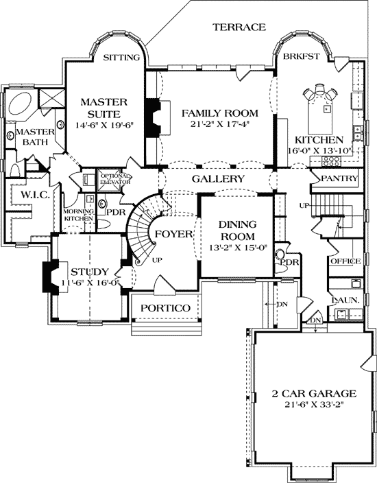 Plan 17591LV: Retreat Essence - Floor Plan - Main Level - European, French Country