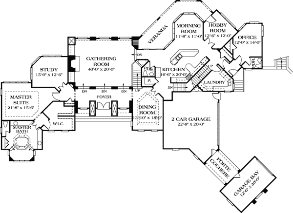 Plan 17670LV: Magnificent European Home - Floor Plan - Main Level - European