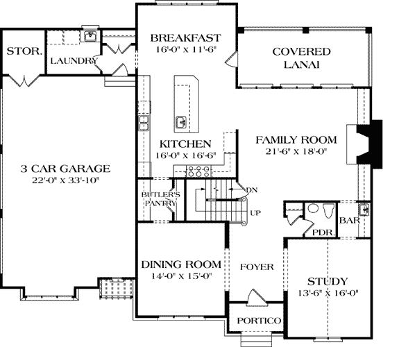 Plan 17688LV: Vaulted Study And More - Floor Plan - Main Level - European, French Country