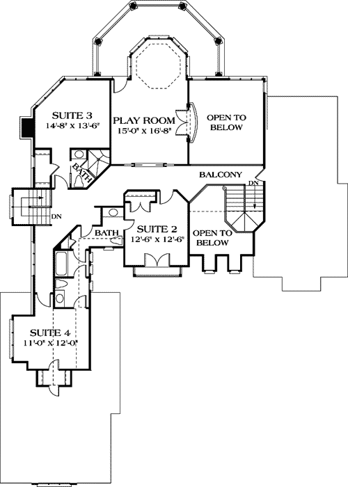 Plan 17711LV: Spacious Dining Room - Floor Plan - 2nd Floor - Cottage, Craftsman, Shingle