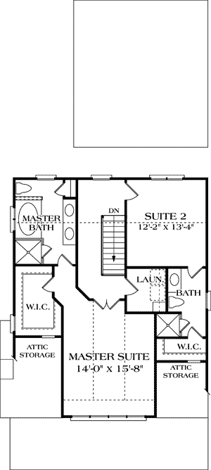 Plan 1772LV: Appealing Cottage with Flex Room and 2-Car Garage - Floor Plan - 2nd Floor - Bungalow, Cottage, Craftsman