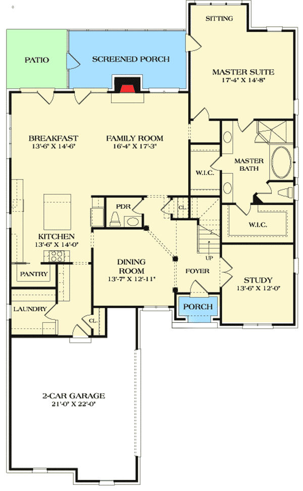 Plan 17743LV: European Elegance - Floor Plan - Main Level - European, French Country