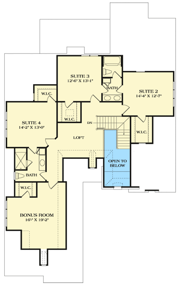 Plan 17743LV: European Elegance - Floor Plan - 2nd Floor - European, French Country