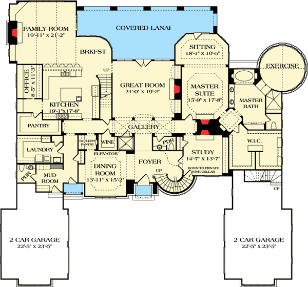 Plan 17751LV: Grand French Country Chateau - Floor Plan - Main Level - European, French Country
