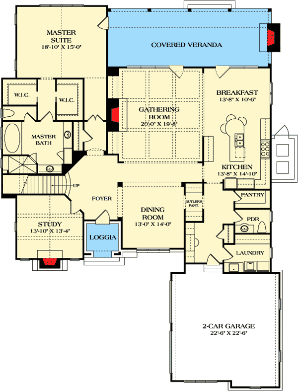 Plan 17788LV: Marvelous Tudor House Plan - Floor Plan - Main Level - European, Traditional, Tudor