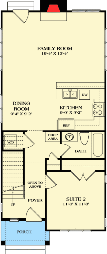 Plan 17805LV: Cleverly-Designed Narrow Lot House Plan - Floor Plan - Main Level - Cottage, Craftsman