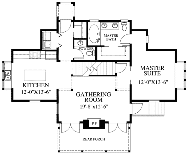 Plan 1788DW: Striking Rustic Vacation House Plan - Floor Plan - Main Level - Coastal, Cottage, Country, Craftsman, Mountain, Rustic, Vacation