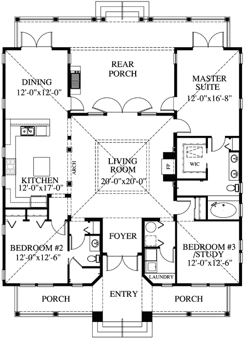 Plan 1790DW: Flexible Beachside Beauty - Floor Plan - Main Level - Beach, Florida-Style, Southern, Vacation