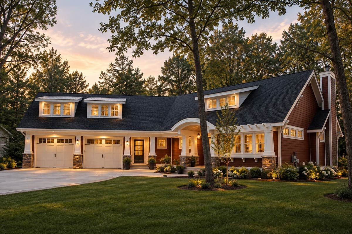 Plan 18222BE: Modern Farmhouse with Barrel Arched Entry - 1457 Sq Ft - Image #2 - Country, Craftsman, Northwest