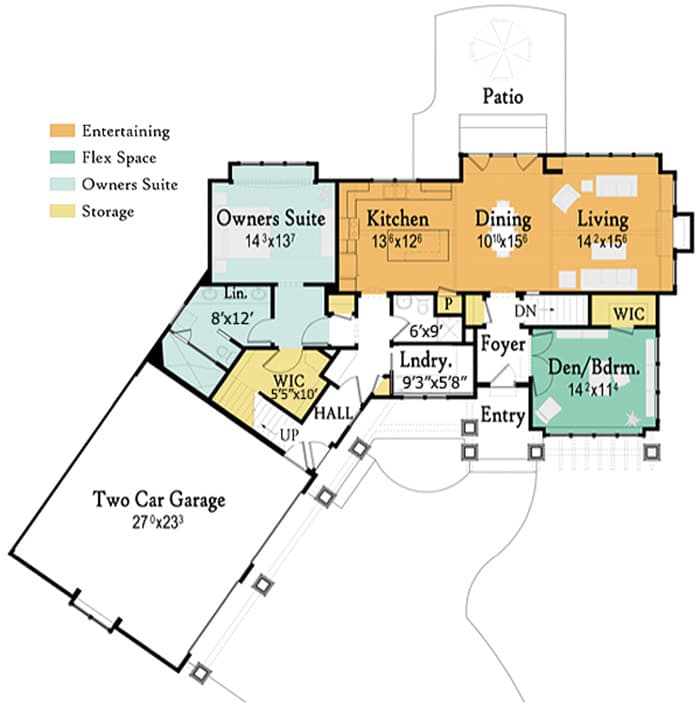 Plan 18223BE: Popular Modern Farmhouse House Plan with Second Floor Guest Apartment - 3241 - Floor Plan - Main Level - Cottage, Craftsman, Modern Farmhouse, Northwest