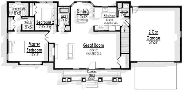 Plan 18237BE: One-Level Cottage With Flair - 1278 Sq Ft - Floor Plan - Main Level - Cabin, Cottage, Country, Craftsman, Ranch, Rustic
