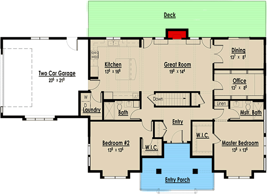 Plan 18244BE: Beautiful Bungalow with Home Office and Formal Dining Room - 1754 Sq Ft - Floor Plan - Main Level - Cottage, Craftsman, Ranch