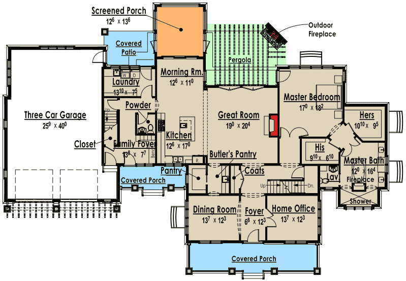 Plan 18252BE: Bungalow House Plan With Bonus Room With Balcony - Floor Plan - Main Level - Bungalow, Country, Craftsman, Northwest