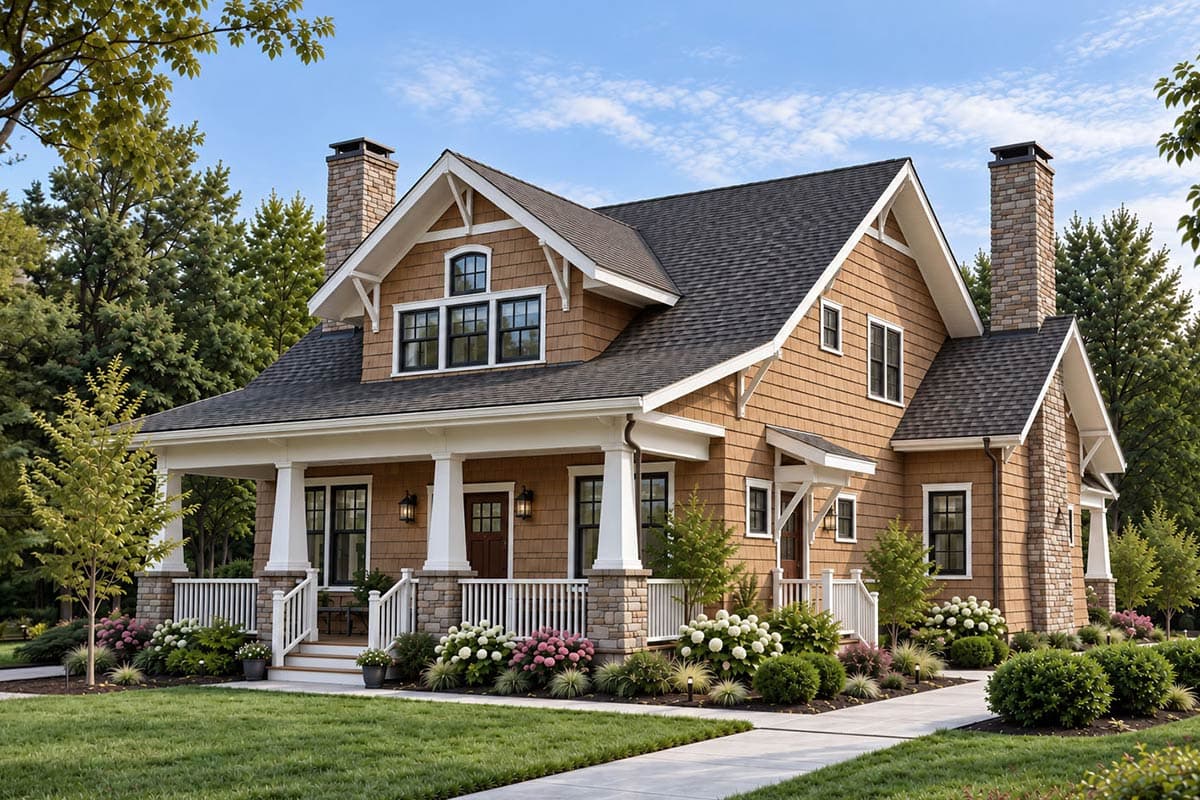 Craftsman Bungalow House Plan with 3 Bedrooms and Expansive Covered Porches