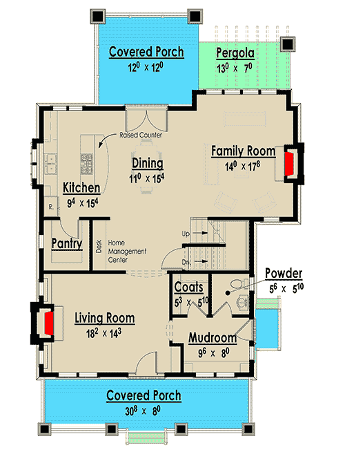 Plan 18255BE: 3-Bedroom Storybook Bungalow with Fireplace - Floor Plan - Main Level - Bungalow, Cottage, Country, Craftsman