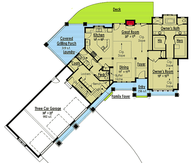 Plan 18260BE: Exclusive 3 Bedroom Custom House Plan - Floor Plan - Main Level - Country, Craftsman, Northwest