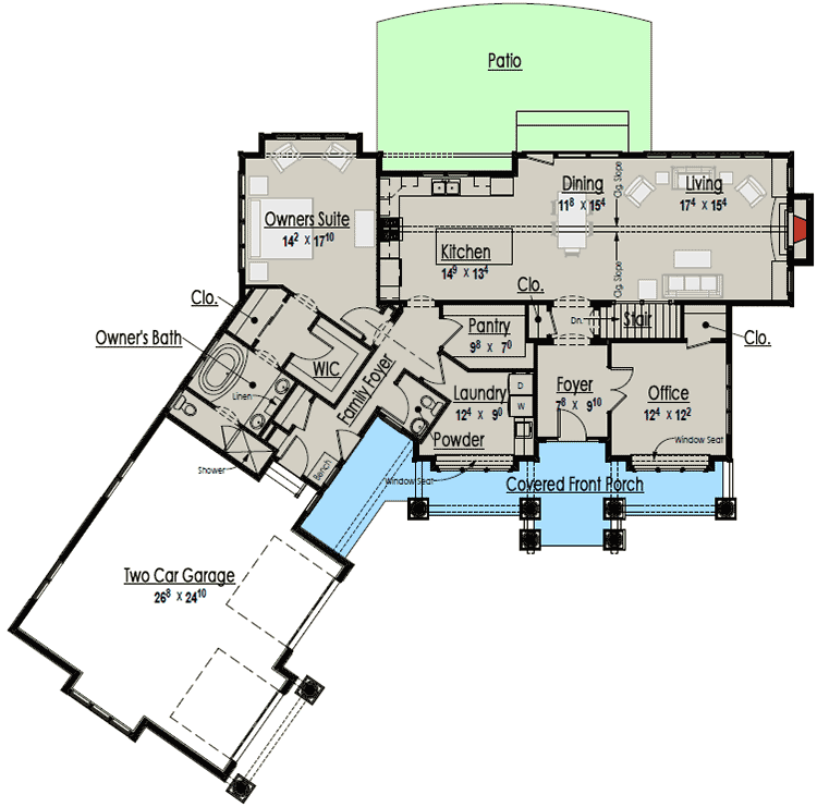 Plan 18262BE: One Level Vacation Home Plan - Floor Plan - Main Level - Country, Craftsman, New American, Northwest, Vacation